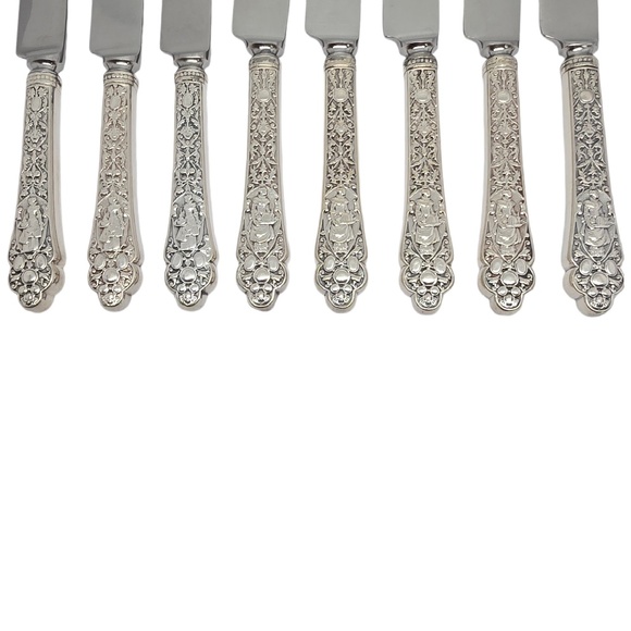 Set of 8 Gorham Medici Old Sterling Silver Handle Knives w/Mono 8 5/8\